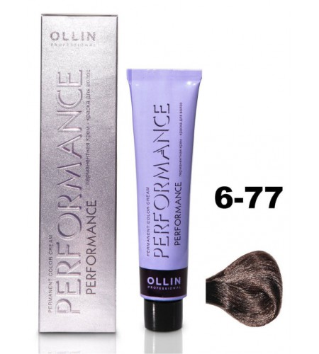 Перманентная крем-краска для волос OLLIN PERFORMANCE 6/77 темно-русый интенсивно-коричневый, 60 мл