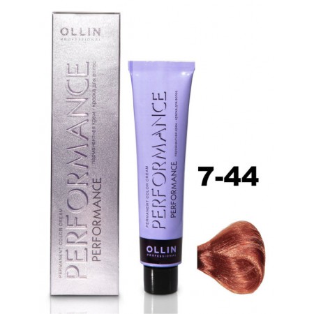 Перманентная крем-краска для волос OLLIN PERFORMANCE 7/44 русый интенсивно-медный, 60 мл
