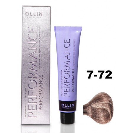 Перманентная крем-краска для волос OLLIN PERFORMANCE 7/72 русый коричнево-фиолетовый, 60 мл