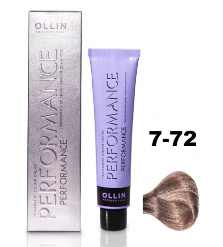 Перманентная крем-краска для волос OLLIN PERFORMANCE 7/72 русый коричнево-фиолетовый, 60 мл