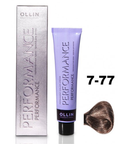 Перманентная крем-краска для волос OLLIN PERFORMANCE 7/77 русый интенсивно-коричневый, 60 мл