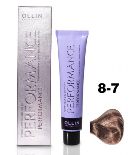 Перманентная крем-краска для волос OLLIN PERFORMANCE 8/7 светло-русый коричневый, 60 мл