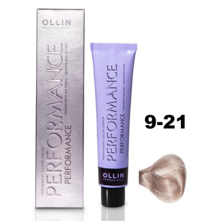 Перманентная крем-краска для волос OLLIN PERFORMANCE 9/21 блондин фиолетово-пепельный, 60 мл