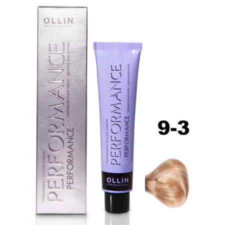 Перманентная крем-краска для волос OLLIN PERFORMANCE 9/3 блондин золотистый, 60 мл