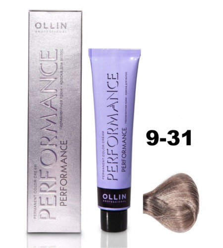 Перманентная крем-краска для волос OLLIN PERFORMANCE 9/31 блондин золотисто-пепельный, 60 мл