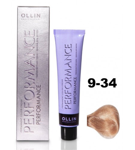 Перманентная крем-краска для волос OLLIN PERFORMANCE 9/34 блондин золотисто-медный, 60 мл