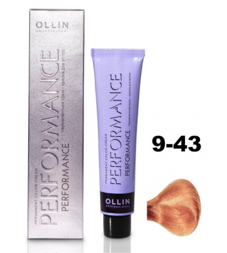 Перманентная крем-краска для волос OLLIN PERFORMANCE 9/43 блондин медно-золотистый, 60 мл