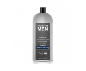 Шампунь для волос и тела освежающий OLLIN PREMIER FOR MEN (Shampoo Hair&Body Refreshening), 1000 мл
