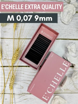 Ресницы E'CHELLE EXTRA QUALITY, отд.длины, 16 лент, M 0,07 09 mm