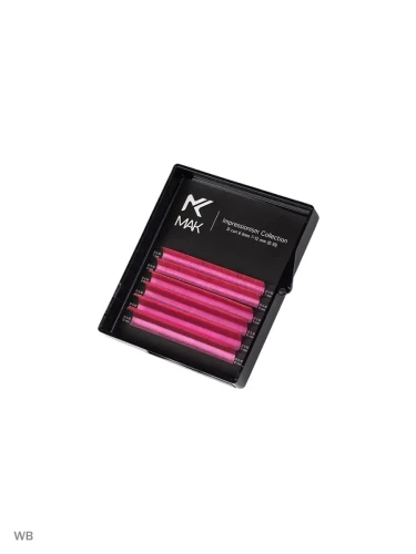 Цветные ресницы MAK NEON (Pink Panther), микс, 6 лент, D 0,10 7-12мм