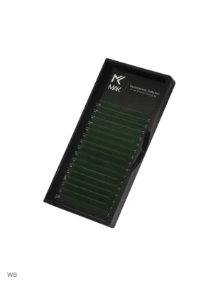 Цветные ресницы MAK (Natural Green), микс, 16 лент, C+ 0,07 7-13мм