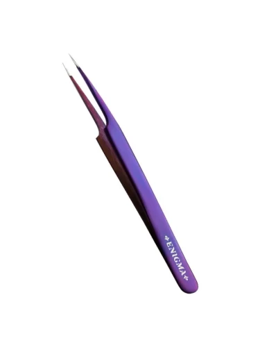 Пинцет прямой с изгибом Enigma (Purple metallic с ручной заточкой extra-sharp)