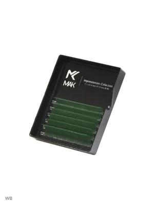 Цветные ресницы MAK (Natural Green), микс, 6 лент, D 0,07 7-12мм